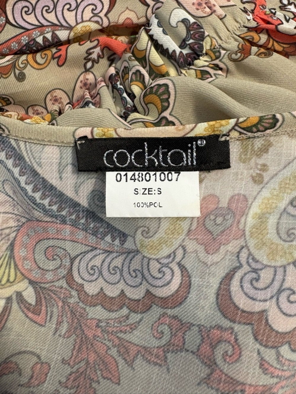 Boho Paisley Ring Front Crop Top Lightweight & Flowy Y2K Size Small Cut Out Top - Picture 14 of 14